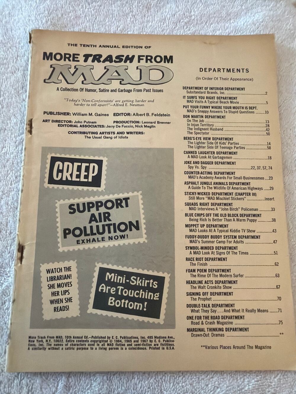 Vintage More Trash From MAD 10th Annual Edition 1967 EC Comics Humor Magazine